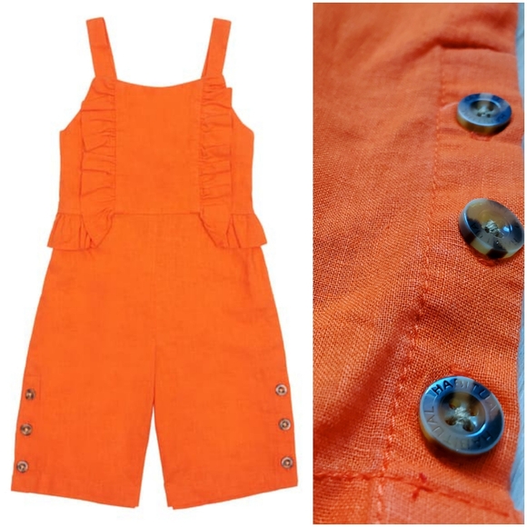 Habitual Kids' Emerald Ruffle Jumpsuit In Orange - Picture 5 of 5